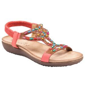 Lunar Womens/Ladies Mariella Beaded Sandals / Orange